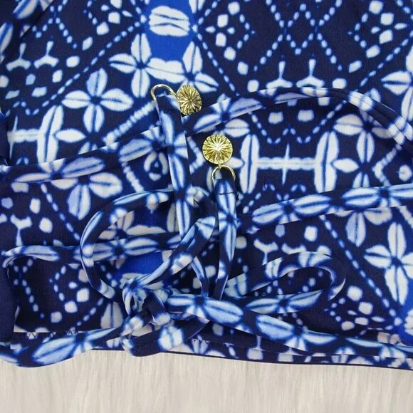 TOMMY BAHAMA Swim Top Bra Cowrie Reversible High Neck NWT M - Picture 6 of 11